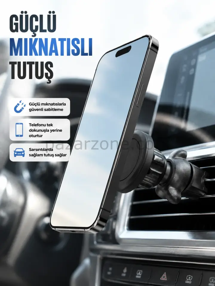 Araç İçi Manyetik Telefon Tutucu Havalandırma Klipsli Telefon Standı