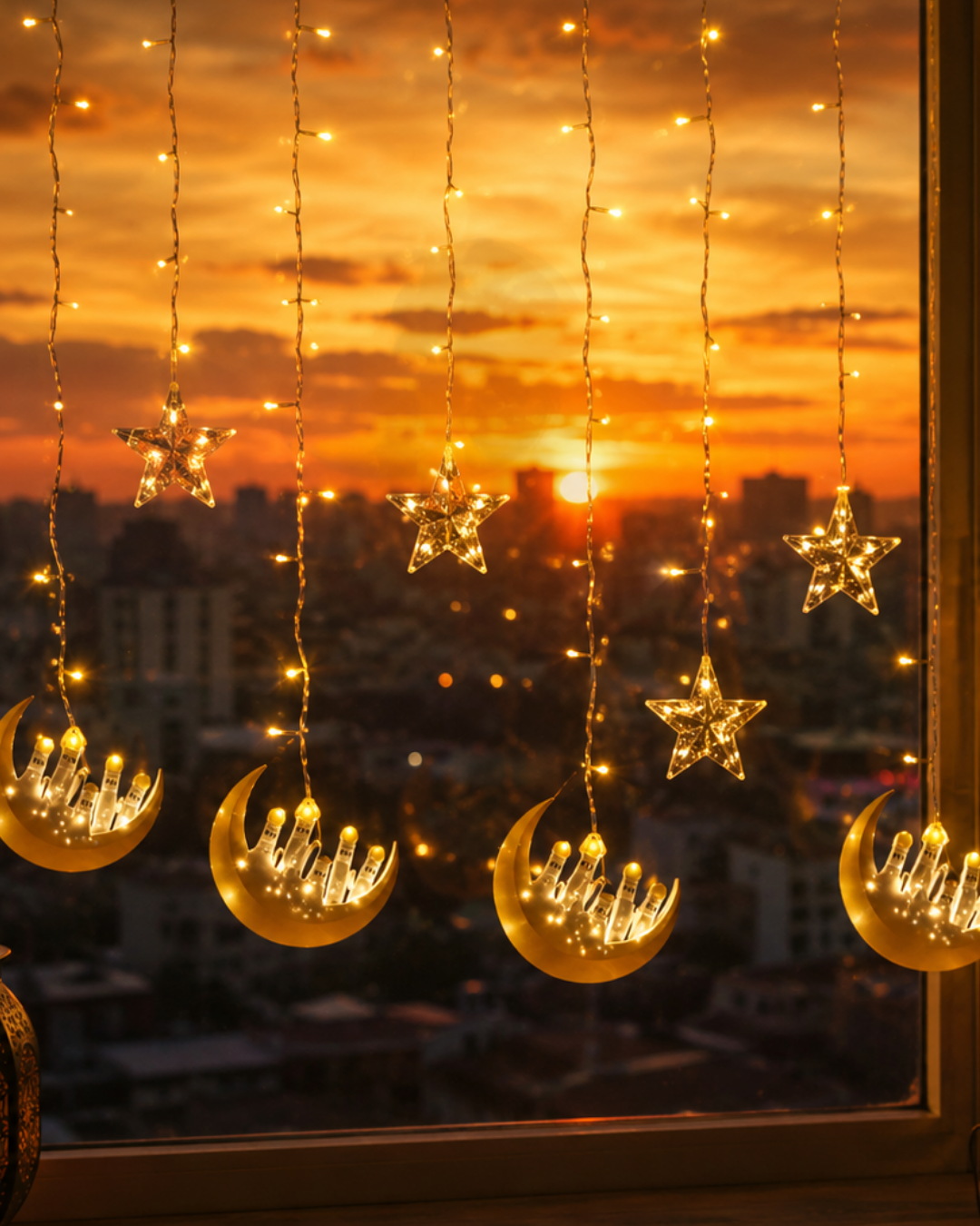 Ramazan Temalı LED Işık Hilal ve Yıldız Figürlü Dekor Lambası