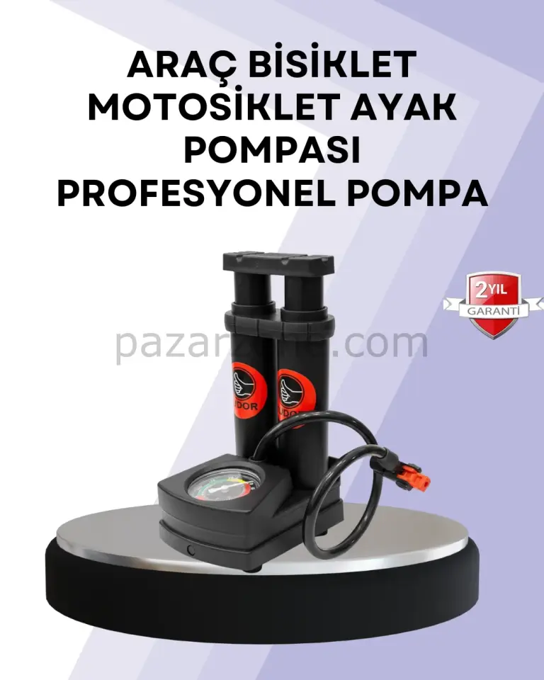 Basınç Saatli Ayak Pompası Bisiklet ve Araç Uyumlu