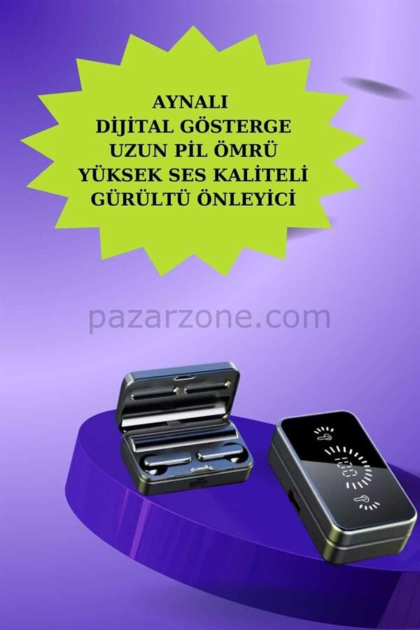 Powerbank Aynalı Bluetooth Kulaklık Ve Akıllı Saat Seti ANC Özelliği Dokunamatik