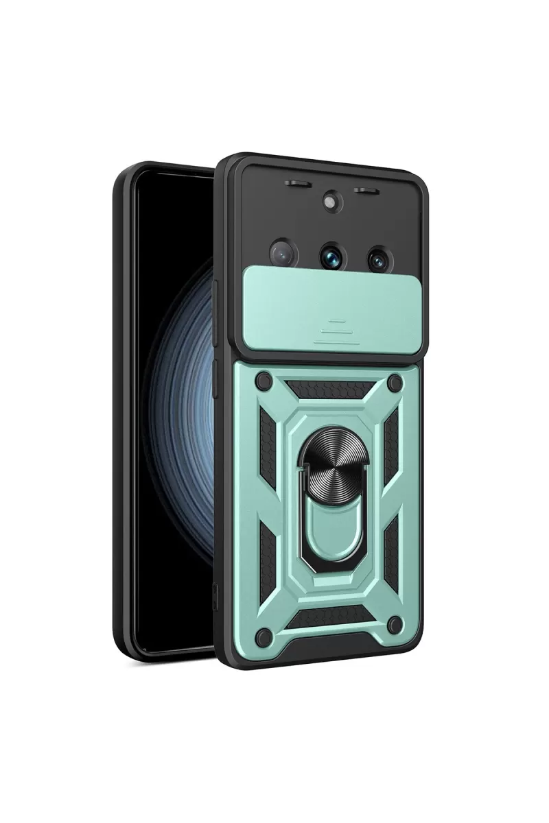 Newface Realme 11 Pro Kılıf Pars Lens Yüzüklü Silikon - Yeşil
