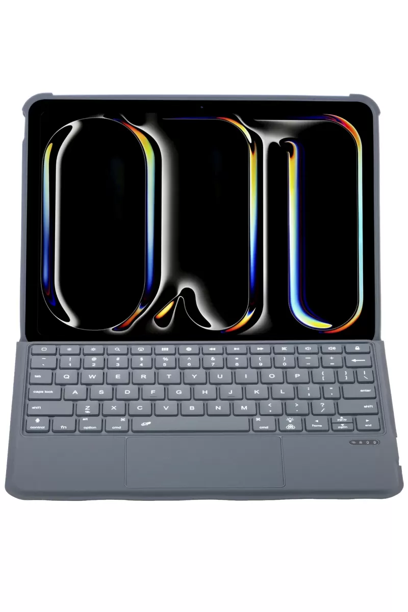 Newface Apple T5510D iPad Pro 13 (2024) Kılıf Palermo Ledli Klavyeli Standlı Tablet Kılıfı - Siyah