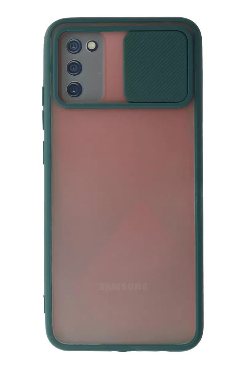 Newface Samsung Galaxy A03S Kılıf Palm Buzlu Kamera Sürgülü Silikon - Yeşil