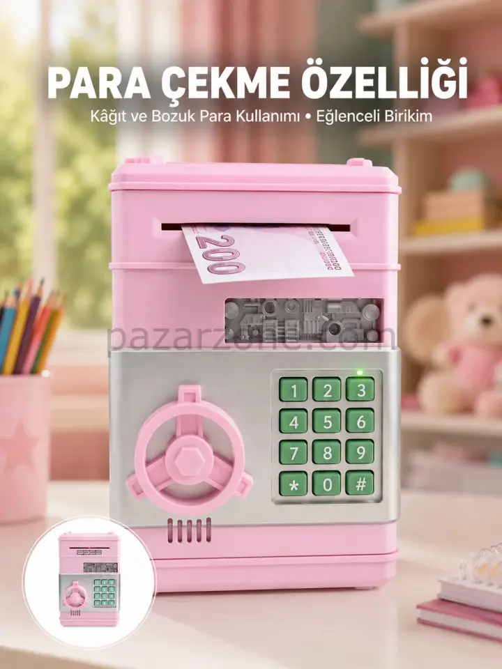 Şifreli Elektronik Para Biriktirme Kumbarası Büyük Kapasiteli