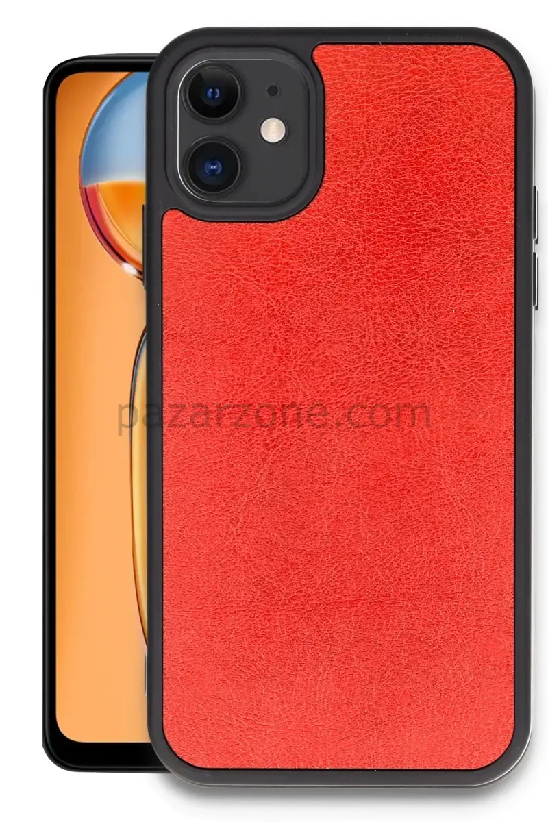 Newface Apple iPhone 11 Kılıf Aras Deri Kapak - Kırmızı