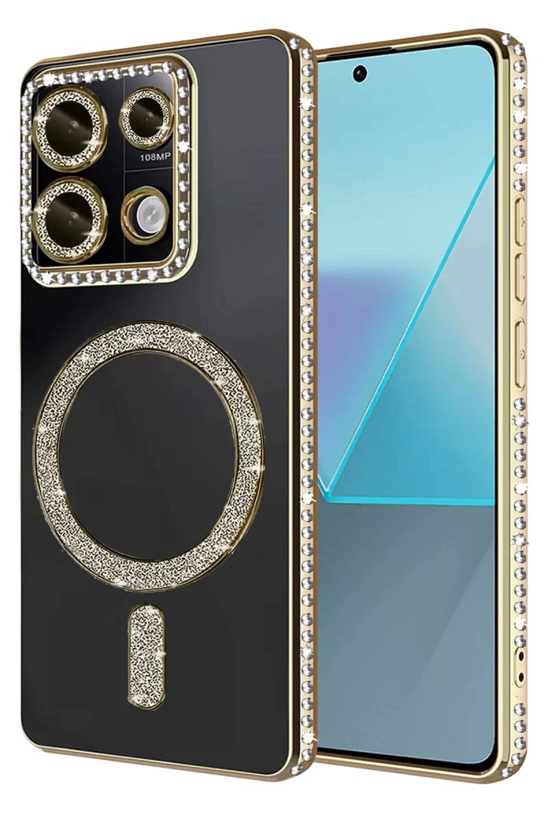 Newface Xiaomi Redmi 13C Joke Simli Magneticsafe Kılıf - Gold