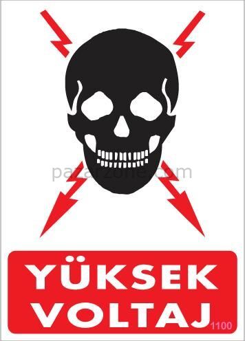Yüksek Voltaj Uyarı Levhası 25x35 KOD:1100