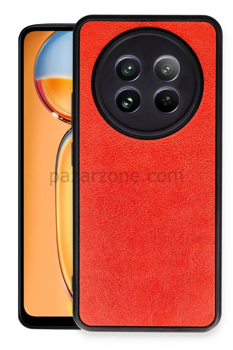 Newface Realme 12 5G Kılıf Aras Deri Kapak - Kırmızı