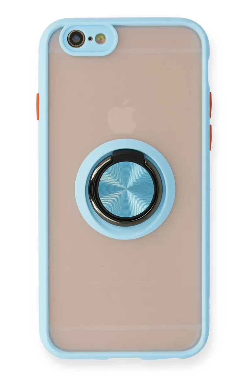 Newface Apple iPhone 6 Kılıf Montreal Yüzüklü Silikon Kapak - Buz Mavi
