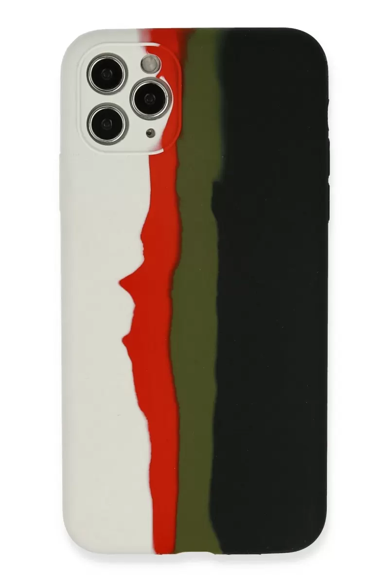 Newface Apple iPhone 11 Pro Kılıf Ebruli Lansman Silikon - Beyaz-Siyah