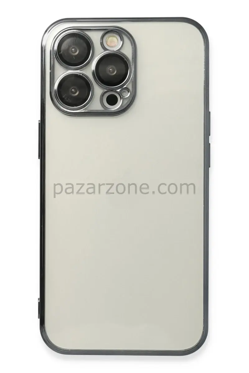 Newface Apple iPhone 13 Pro Max Kılıf Razer Lensli Silikon - Siyah