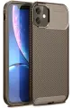 Newface Apple iPhone 11 Kılıf Auto Focus Karbon Kapak - Kahverengi