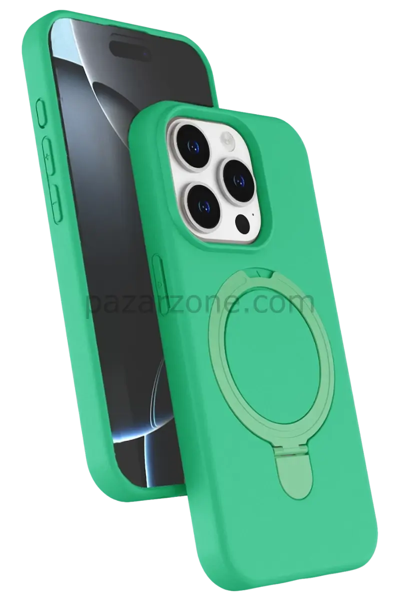 Newface Apple iPhone 14 Pro Max Regal Magsafe Standlı Kapak - Yeşil