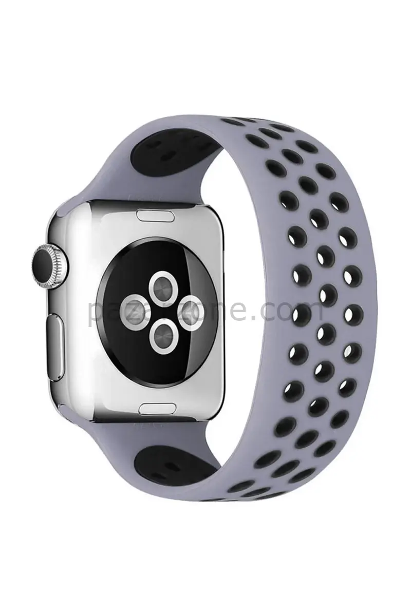 Newface Apple Watch 38mm Ayarlı Delikli Silikon Kordon - Gri-Siyah