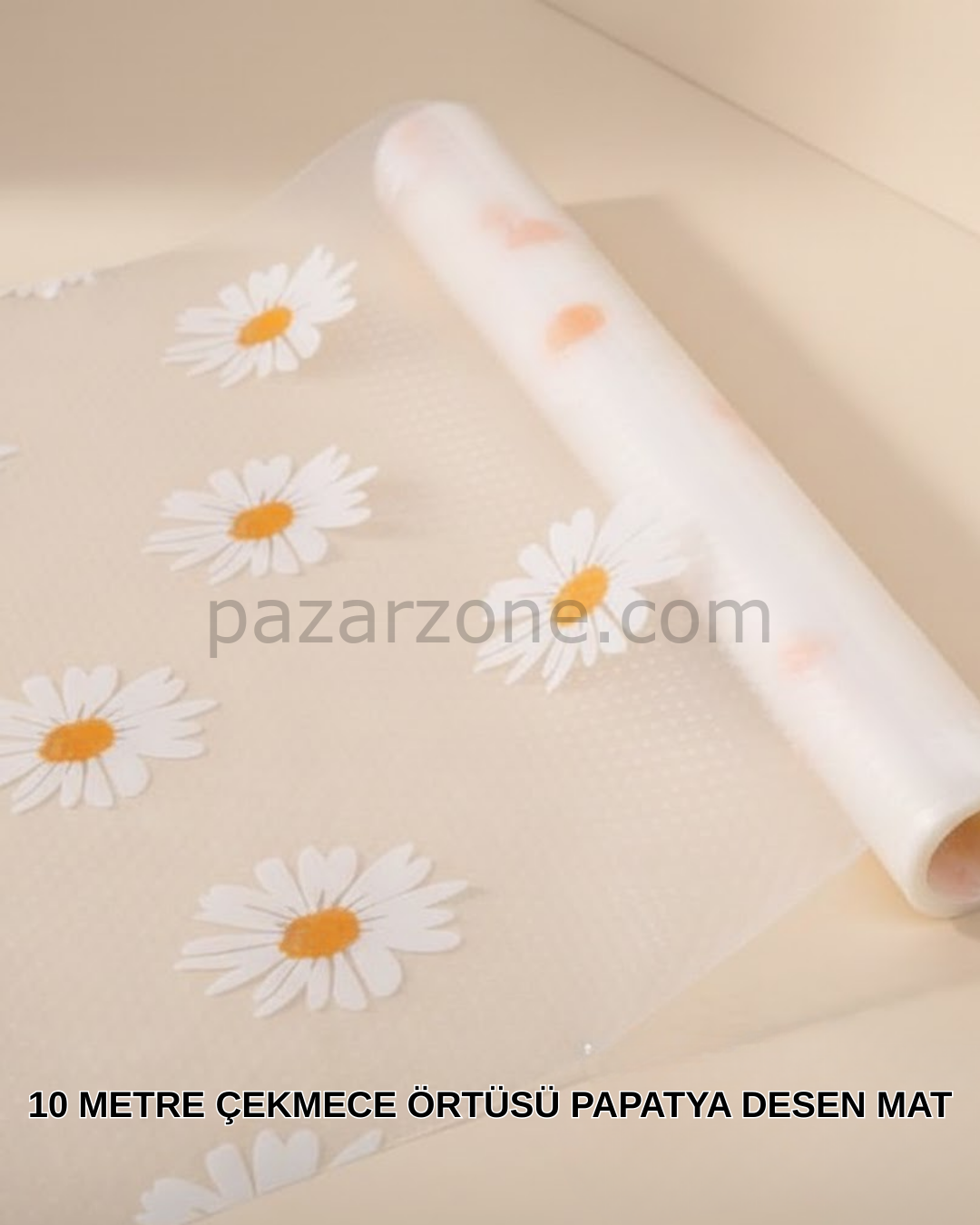 10 Metre Papatya Desenli Kolay Temizlenebilir Çekmece Matı
