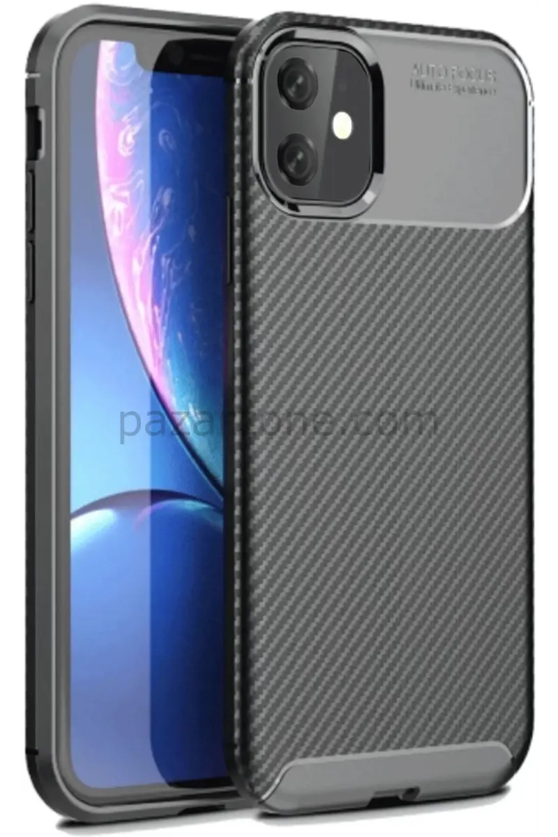 Newface Apple iPhone 11 Kılıf Auto Focus Karbon Kapak - Siyah