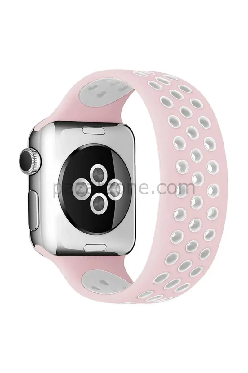 Newface Apple Watch 38mm Ayarlı Delikli Silikon Kordon - Pembe-Beyaz