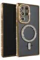 Newface Samsung Galaxy S25 Ultra Kılıf Joke Simli Magneticsafe Kılıf - Gold
