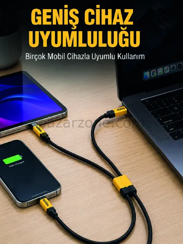 240W Çoklu Şarj Kablosu Type-C Lightning Micro USB Örgü Kablo