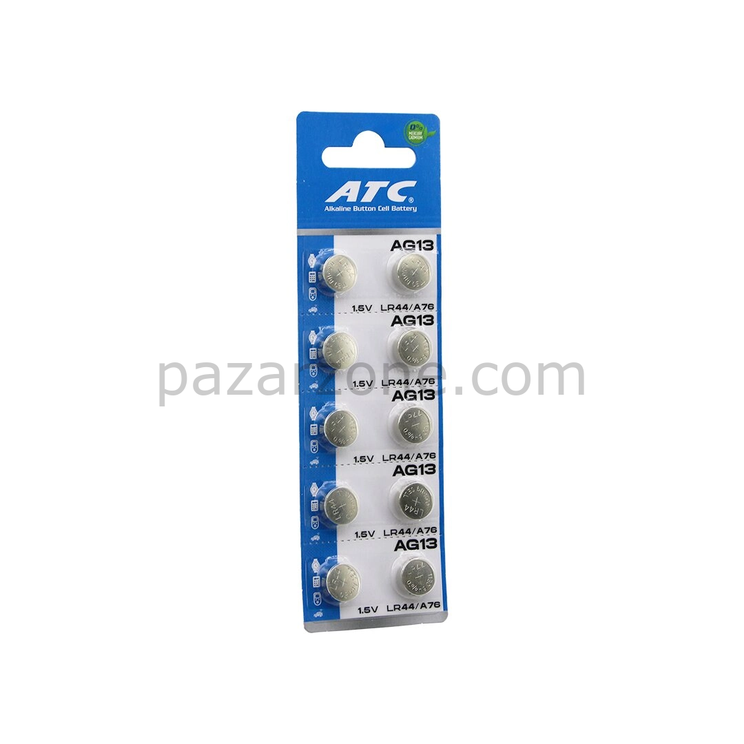 Atc Alkaline Button Battery ( Ag13 ) ( Lr-44/a76 ) ( Düğme Pil ) ( Alkalin ) ( 1.5v ) ( 10lu Kart )*400