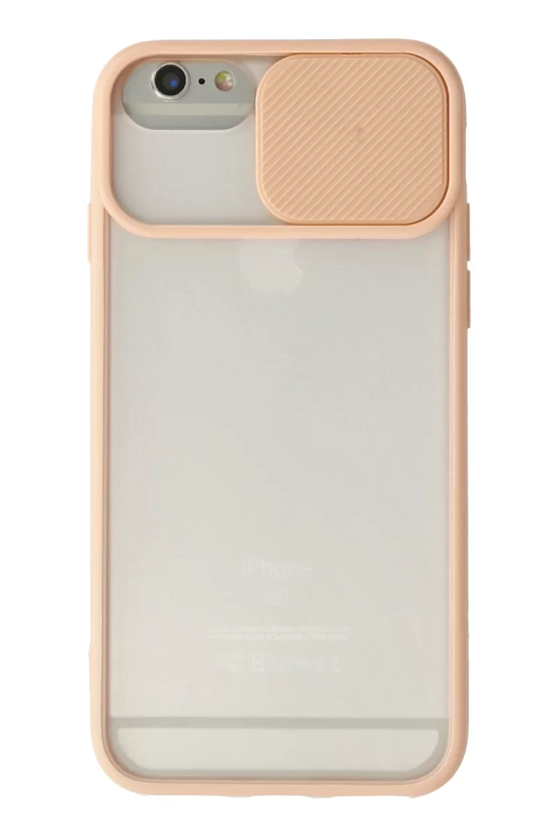 Newface Apple iPhone 6 Kılıf Palm Buzlu Kamera Sürgülü Silikon - Pembe