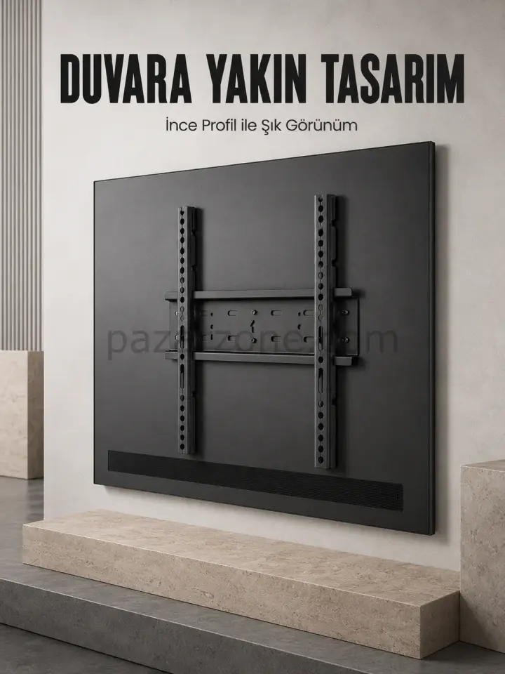 Sabit Televizyon Askı Aparatı 50''-95'' İnce Profil Sağlam Metal TV Duvar Braketi