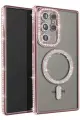 Newface Samsung Galaxy S25 Ultra Kılıf Joke Simli Magneticsafe Kılıf - Pembe