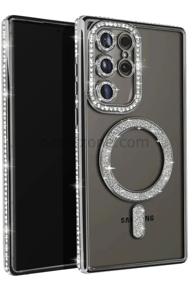 Newface Samsung Galaxy S25 Ultra Kılıf Joke Simli Magneticsafe Kılıf - Siyah