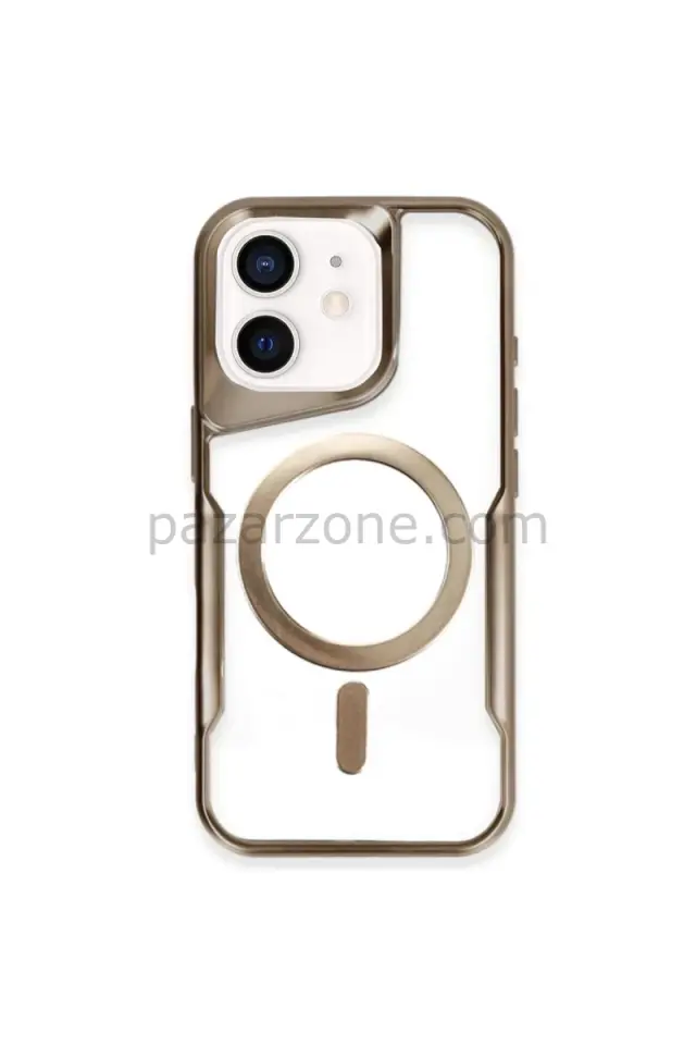 Newface Apple iPhone 11 Kılıf Boyi Magsafe Silikon Kapak - Çöl Titanyum