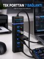 USB Hub 7 Port USB 3.0 Çoklayıcı Windows Uyumlu