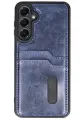 Newface Samsung Galaxy A15 4G Kılıf Sara Kartvizitli Deri Kılıf - Lacivert