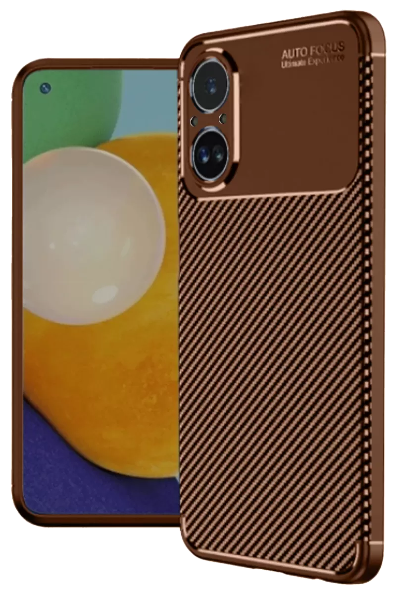 Newface Realme 12 Lite Kılıf Auto Focus Karbon Kapak - Kahverengi