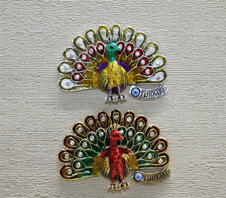Swarovski Taşlı Tavuskuşu Magnet