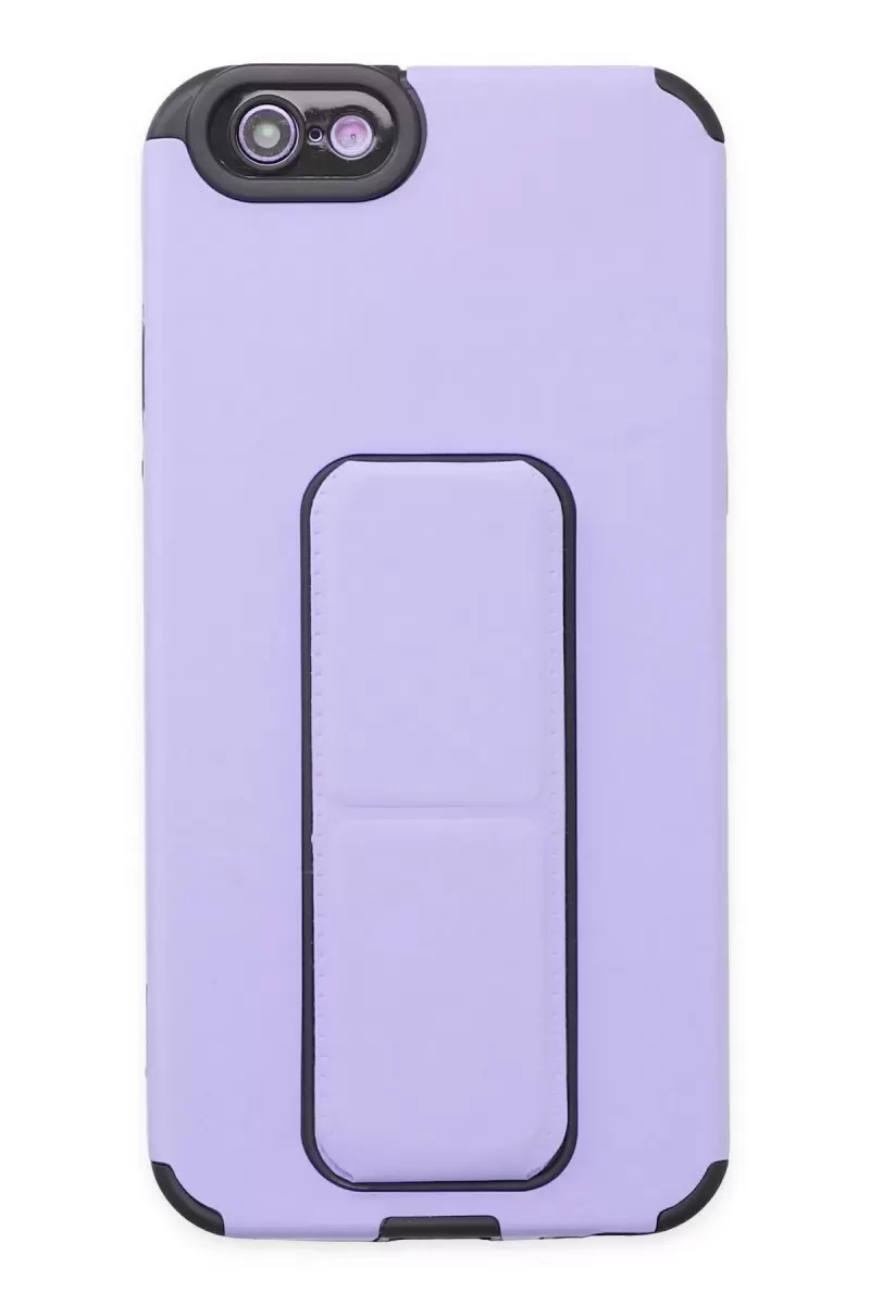 Newface Apple iPhone 6 Kılıf Mega Standlı Silikon - Lila