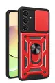 Newface Samsung Galaxy A25 5G Kılıf Pars Lens Yüzüklü Silikon - Kırmızı