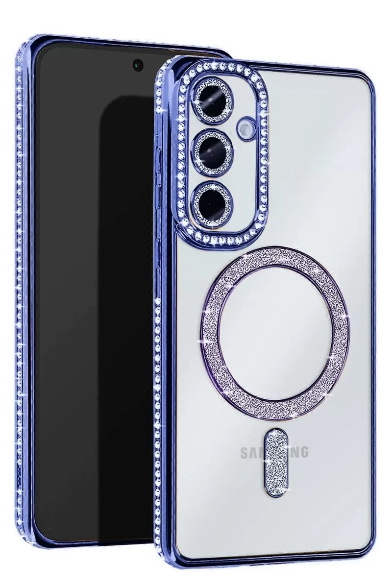 Newface Samsung Galaxy A35 5G Joke Simli Magneticsafe Kılıf - Mavi