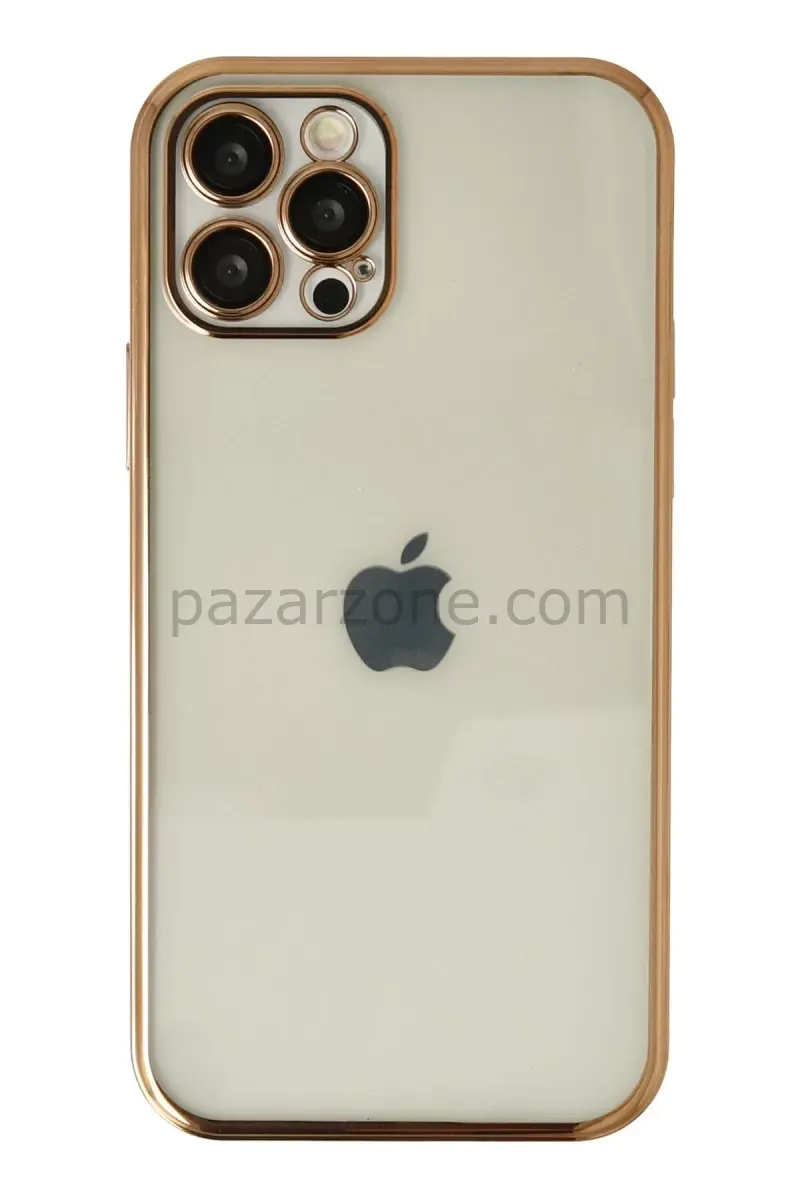 Newface Apple iPhone 12 Pro Kılıf Razer Lensli Silikon - Gold