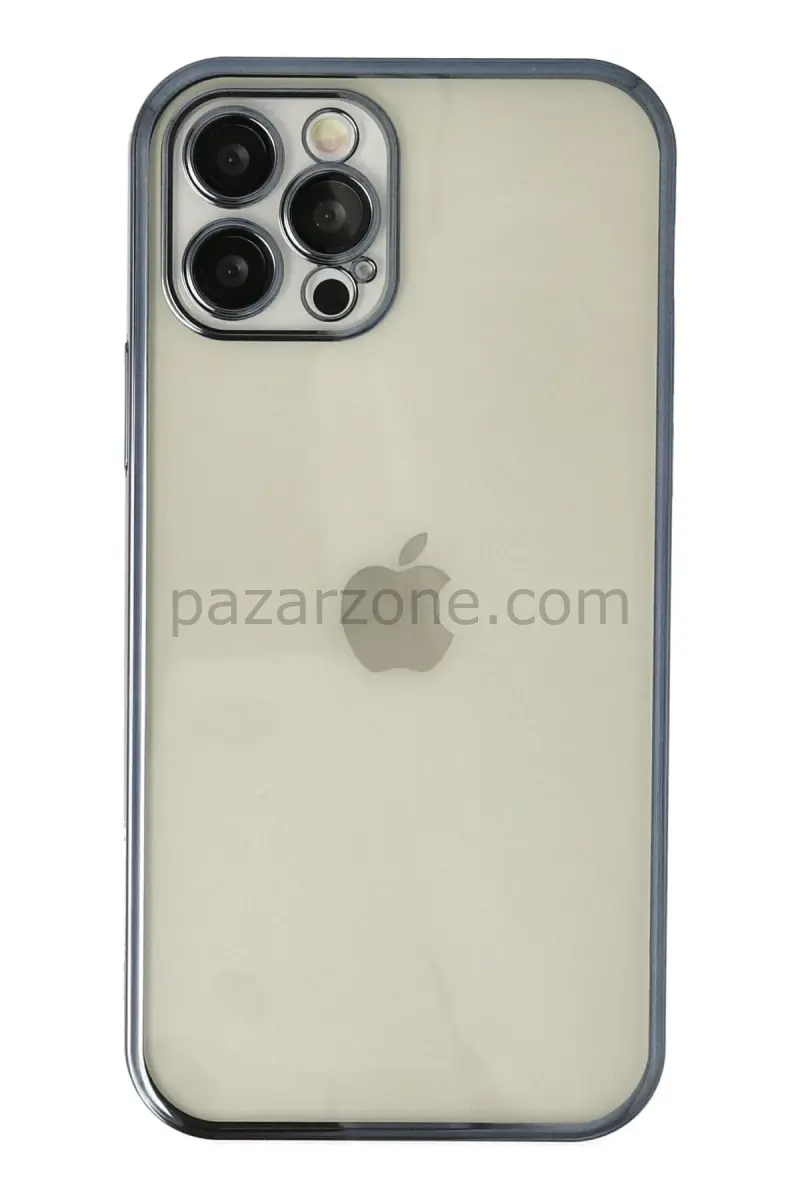 Newface Apple iPhone 12 Pro Kılıf Razer Lensli Silikon - Lacivert