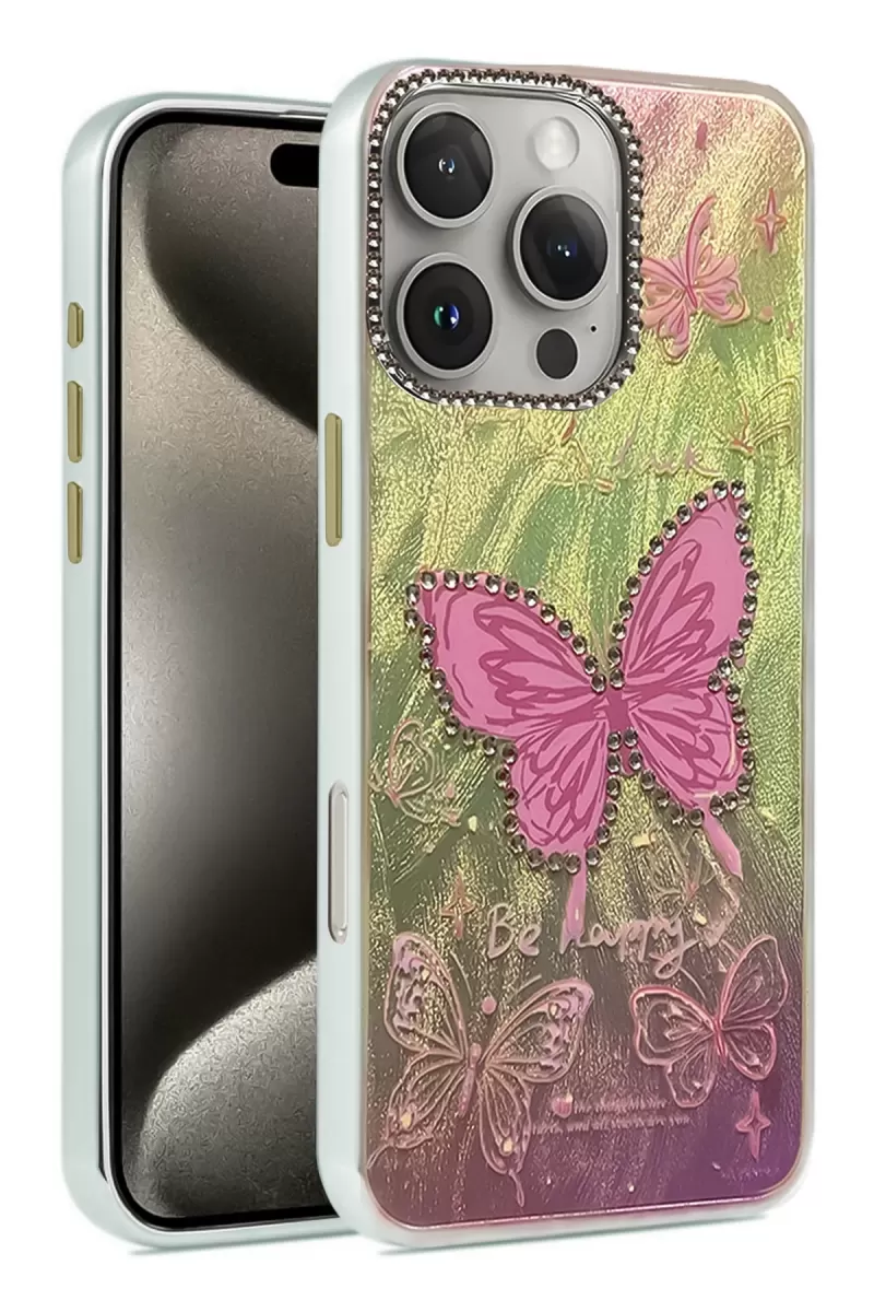 Newface Apple iPhone 16 Pro Kılıf Blade Aynalı Desenli Kapak - Desen 5