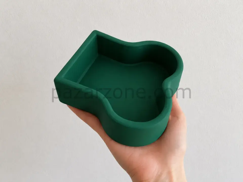 Kemik Model Beton Kedi Köpek Mama ve Su Kabı - Yeşil
