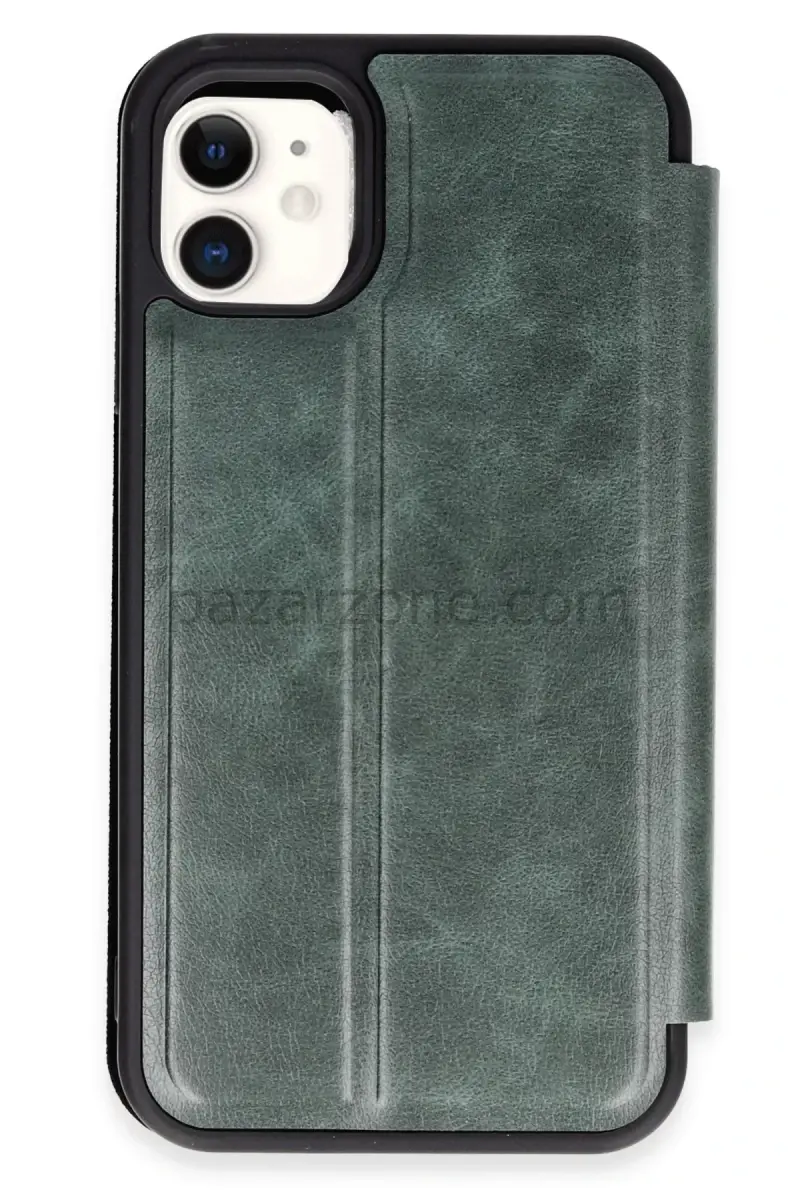 Newface Apple iPhone 11 Kılıf Flip Cover - Koyu Yeşil