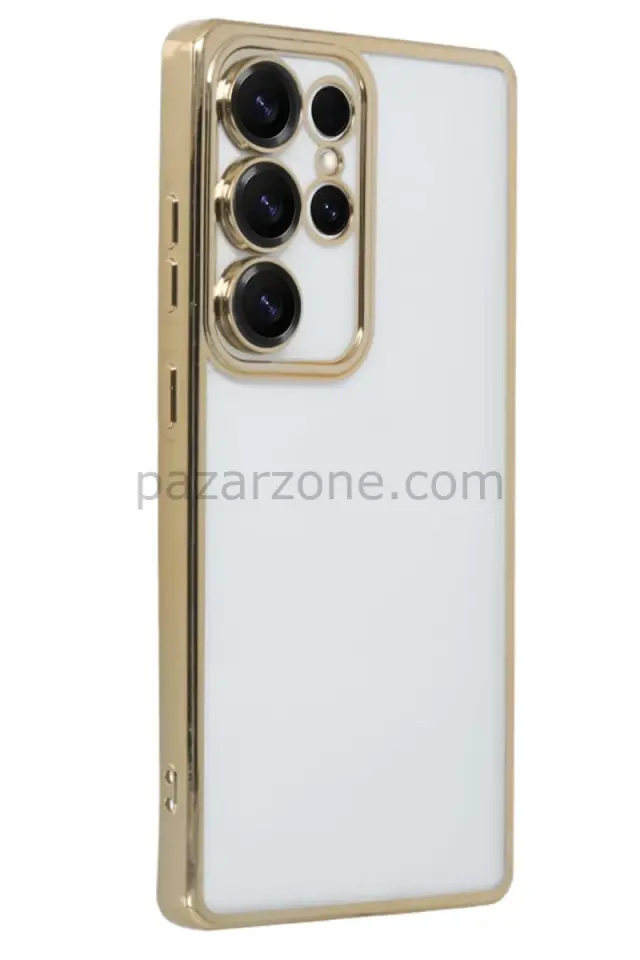 Newface Samsung Galaxy S25 Ultra Kılıf Razer Lensli Silikon - Gold