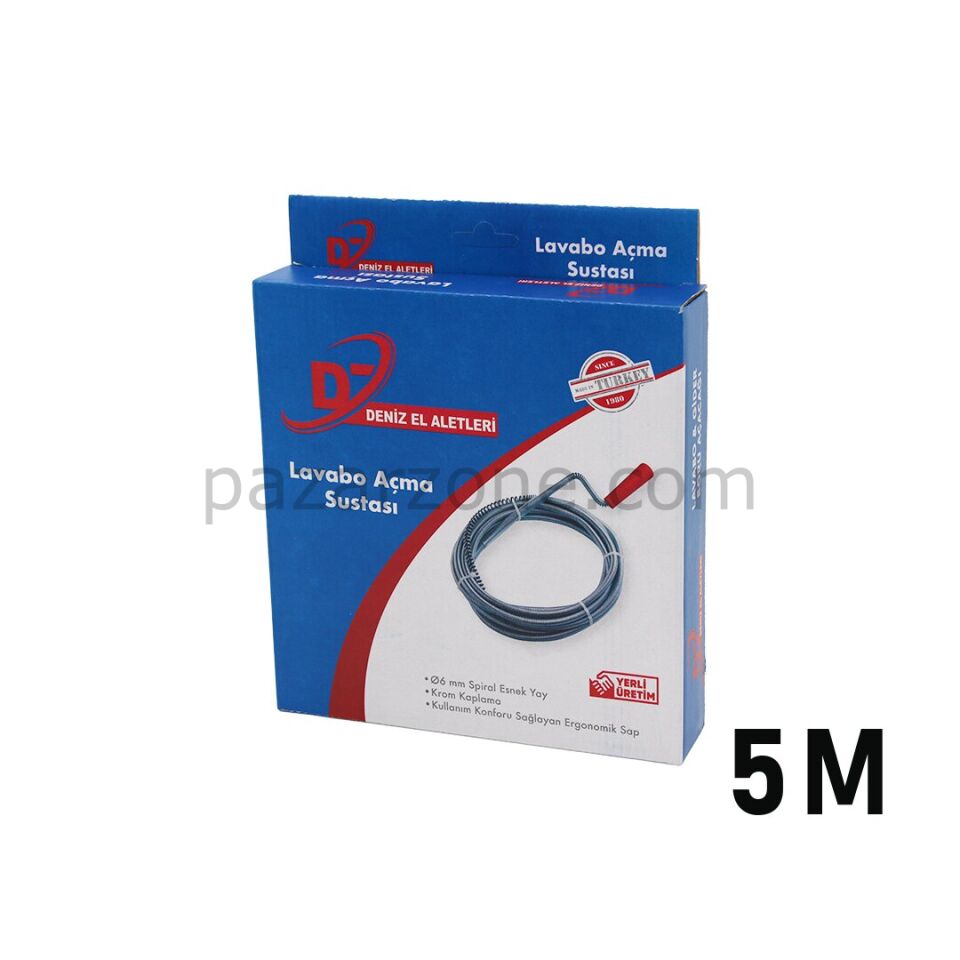 5 Metre Lavabo Açma Sustası - Spiral Esnek Yay - 6 mm
