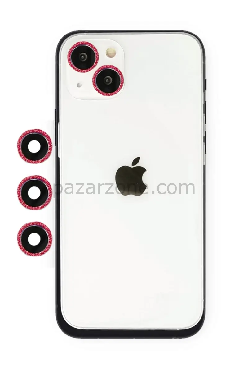 Newface Apple iPhone 14 Shine Kamera Lens - Kırmızı