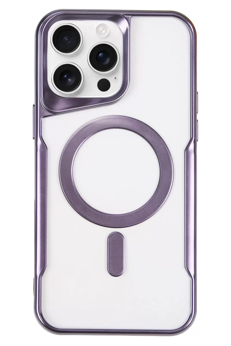 Newface Apple iPhone 16 Pro Kılıf Boyi Magsafe Silikon Kapak - Derin Mor