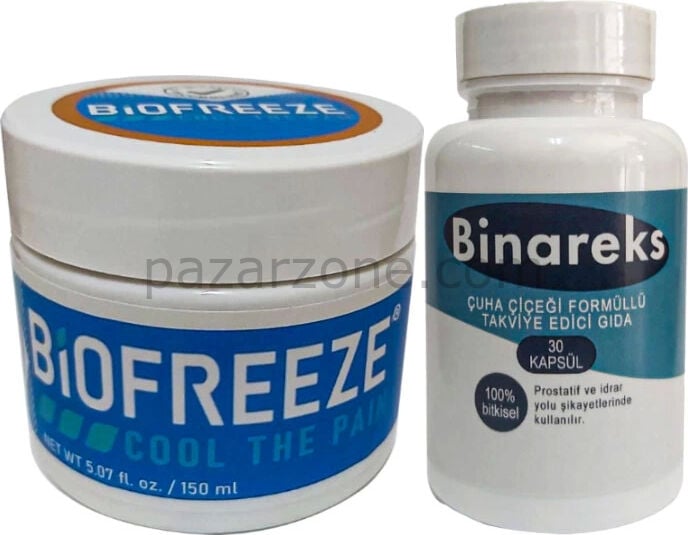 Biofreeze 150  ml  Sırt Masaj Kremi + Binareks Erkeklere 30 Lu  Çuha Çiçeği Kaps