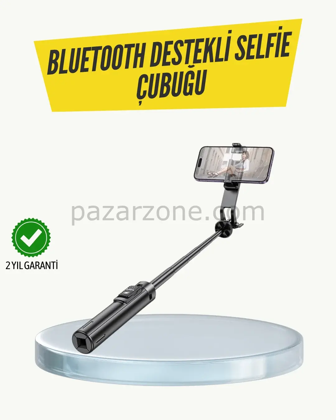 Bluetooth Selfie Çubuğu –  Katlanabilir, Uzaktan Kumandalı