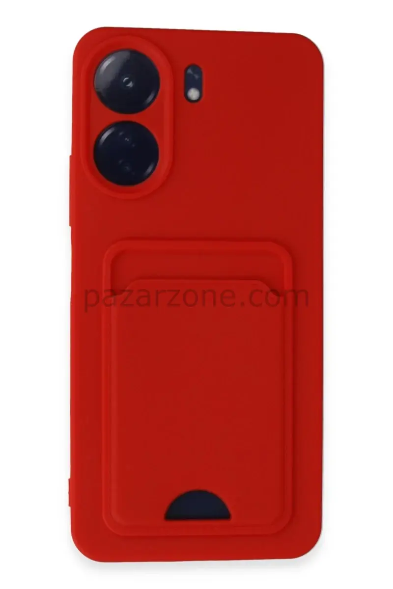 Newface Xiaomi Redmi 13C Kılıf Kelvin Kartvizitli Silikon - Kırmızı