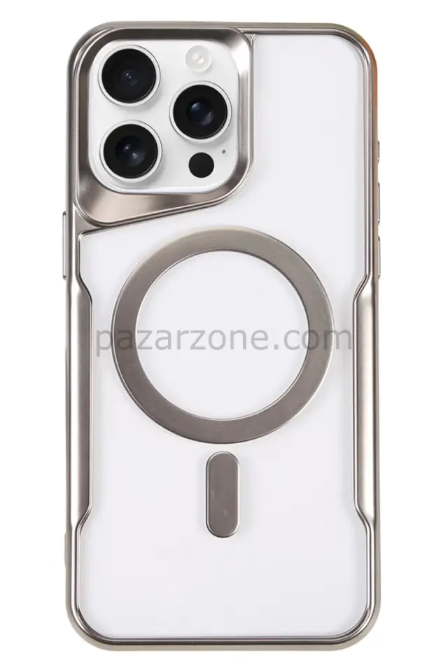 Newface Apple iPhone 16 Pro Kılıf Boyi Magsafe Silikon Kapak - Gümüş