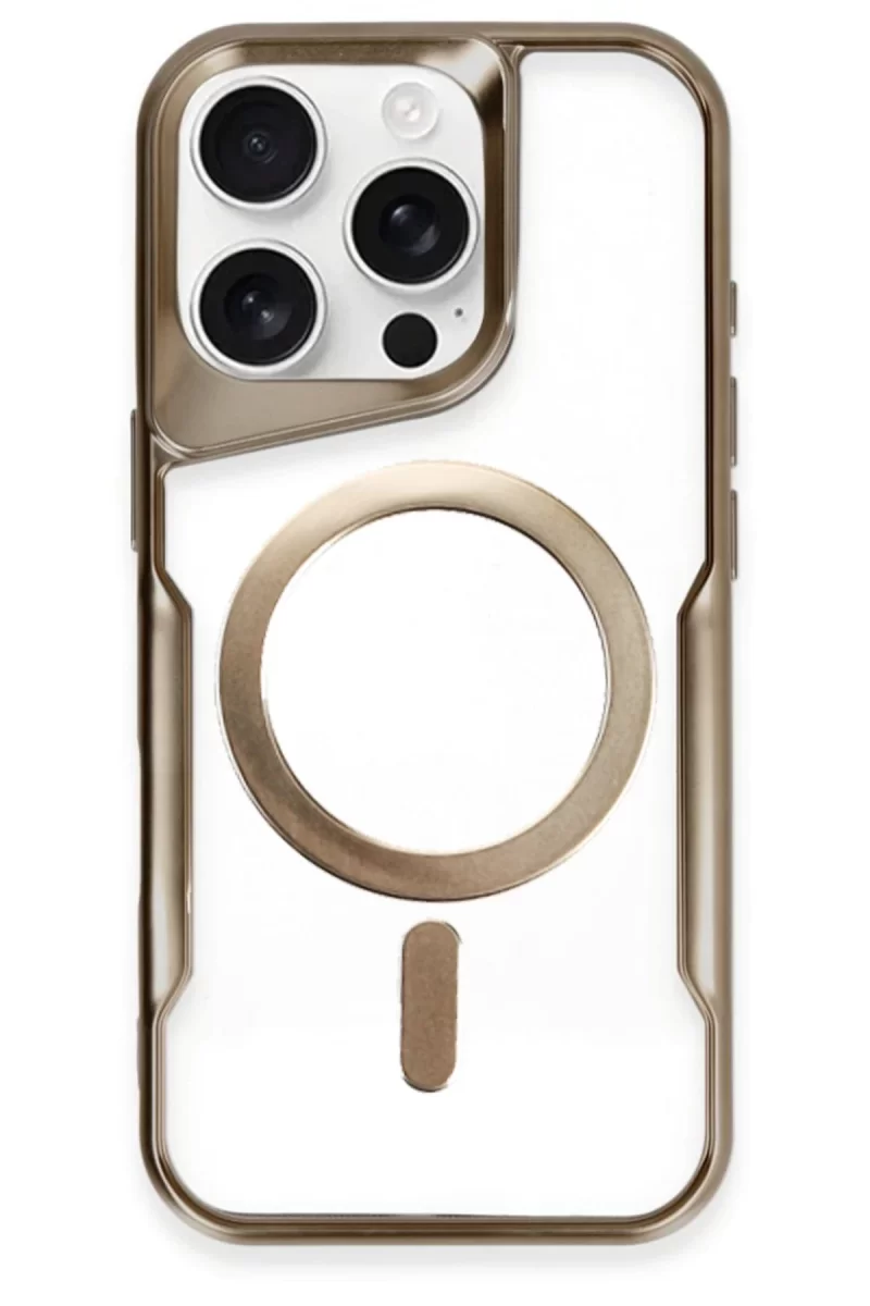 Newface Apple iPhone 16 Pro Kılıf Boyi Magsafe Silikon Kapak - Kahverengi